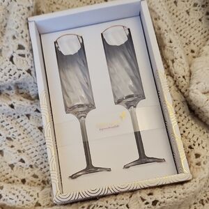 Papyrus Gold Flute - Champagne Glasses With Gold Rim NWT